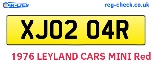 XJO204R are the vehicle registration plates.