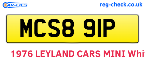 MCS891P are the vehicle registration plates.