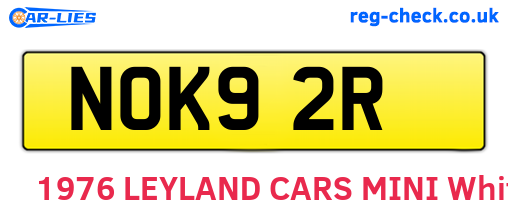 NOK92R are the vehicle registration plates.