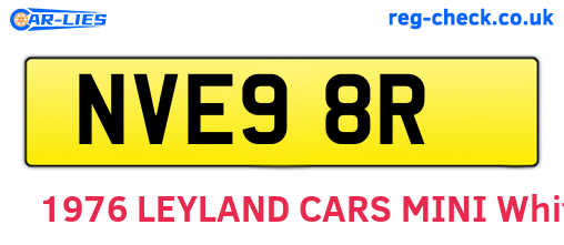 NVE98R are the vehicle registration plates.