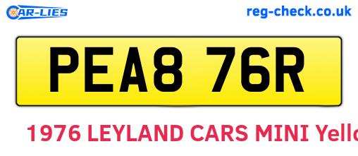PEA876R are the vehicle registration plates.