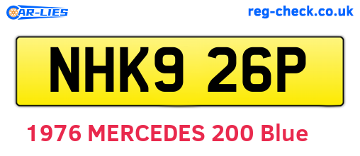 NHK926P are the vehicle registration plates.