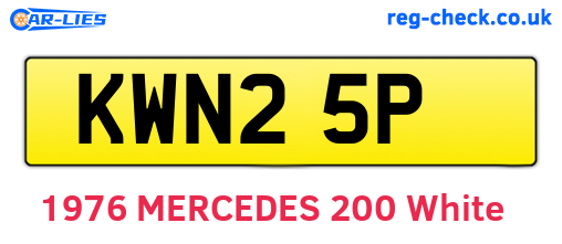 KWN25P are the vehicle registration plates.