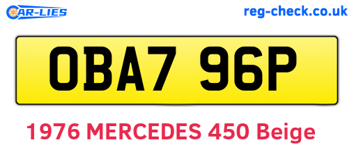 OBA796P are the vehicle registration plates.