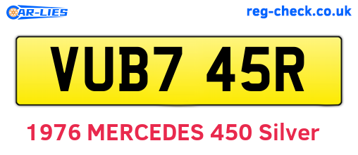 VUB745R are the vehicle registration plates.