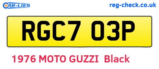 RGC703P are the vehicle registration plates.