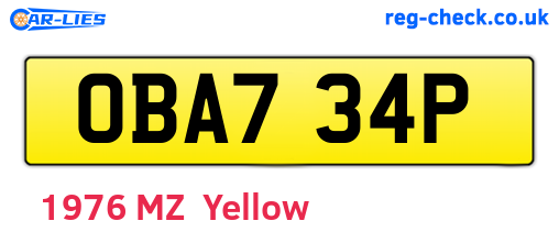 OBA734P are the vehicle registration plates.