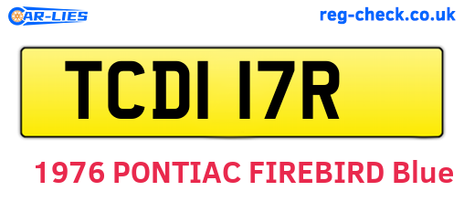 TCD117R are the vehicle registration plates.