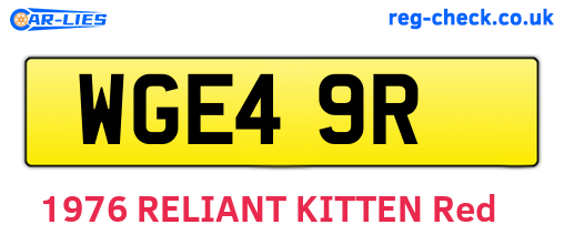 WGE49R are the vehicle registration plates.