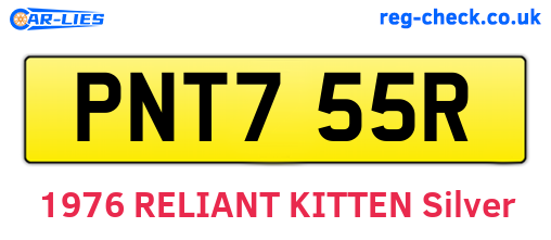 PNT755R are the vehicle registration plates.