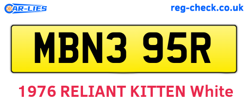 MBN395R are the vehicle registration plates.