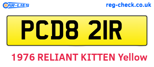PCD821R are the vehicle registration plates.