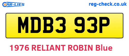 MDB393P are the vehicle registration plates.
