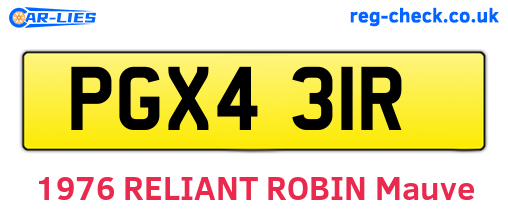 PGX431R are the vehicle registration plates.