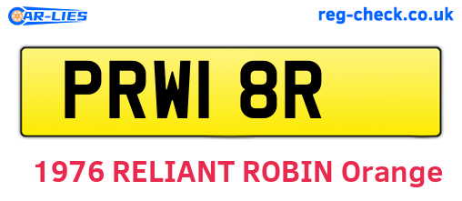 PRW18R are the vehicle registration plates.
