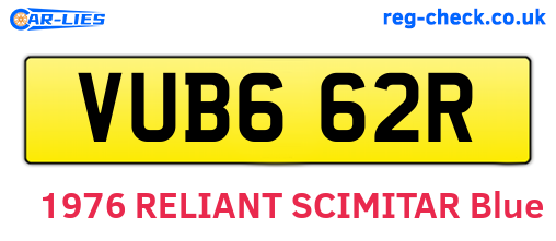 VUB662R are the vehicle registration plates.