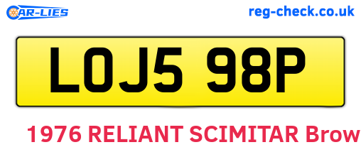 LOJ598P are the vehicle registration plates.