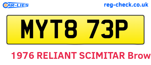 MYT873P are the vehicle registration plates.