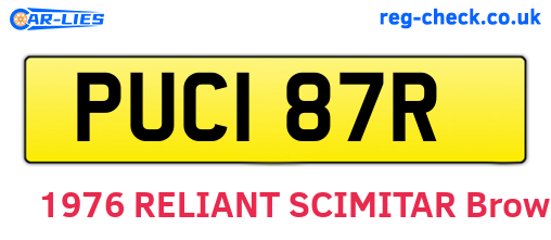 PUC187R are the vehicle registration plates.