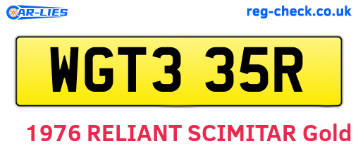 WGT335R are the vehicle registration plates.