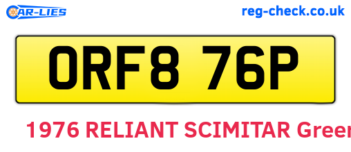 ORF876P are the vehicle registration plates.