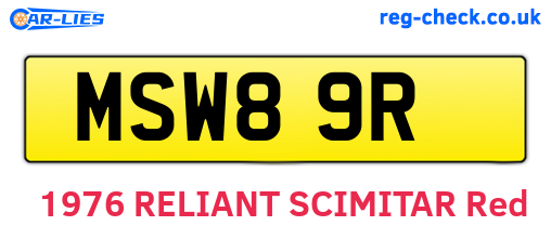MSW89R are the vehicle registration plates.