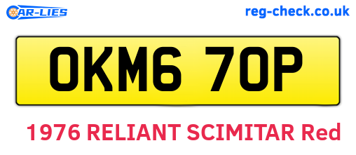 OKM670P are the vehicle registration plates.
