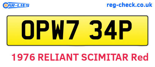 OPW734P are the vehicle registration plates.