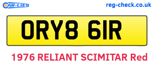 ORY861R are the vehicle registration plates.
