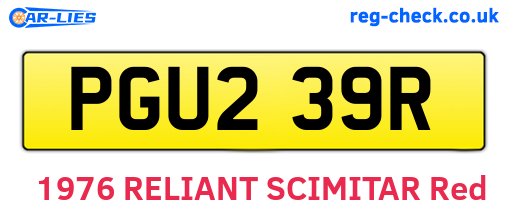 PGU239R are the vehicle registration plates.