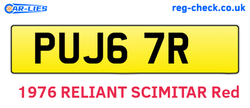 PUJ67R are the vehicle registration plates.