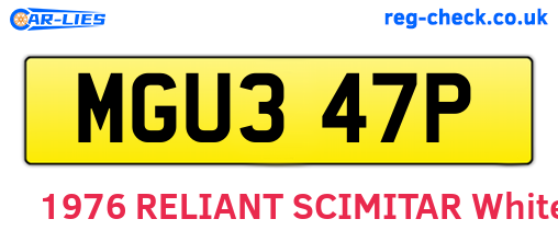 MGU347P are the vehicle registration plates.
