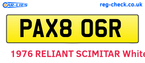 PAX806R are the vehicle registration plates.