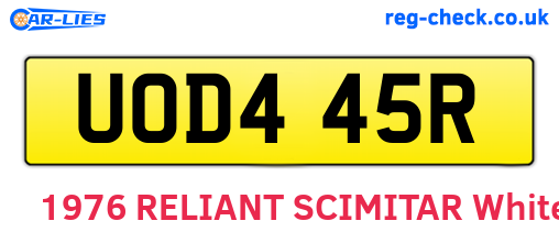 UOD445R are the vehicle registration plates.