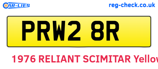 PRW28R are the vehicle registration plates.