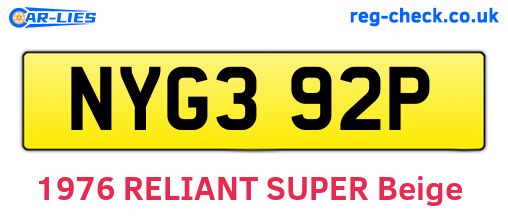 NYG392P are the vehicle registration plates.
