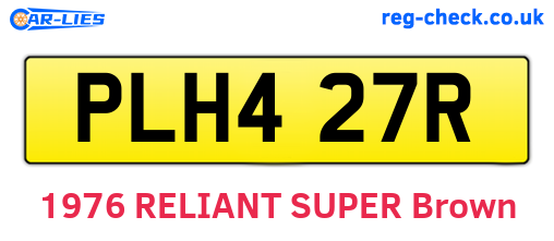 PLH427R are the vehicle registration plates.