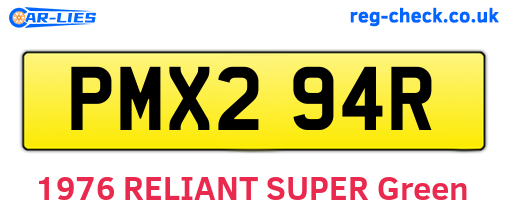 PMX294R are the vehicle registration plates.