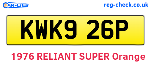 KWK926P are the vehicle registration plates.