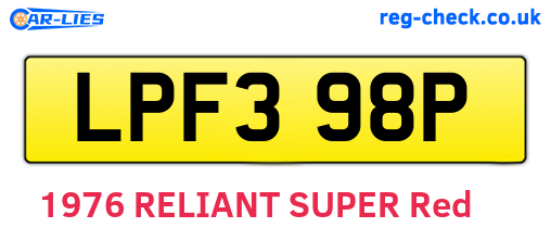 LPF398P are the vehicle registration plates.