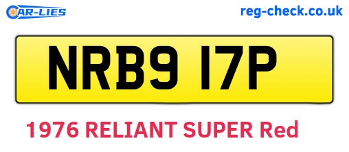 NRB917P are the vehicle registration plates.