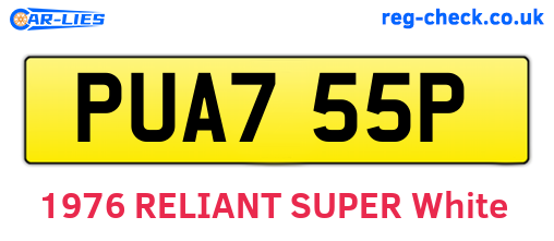 PUA755P are the vehicle registration plates.