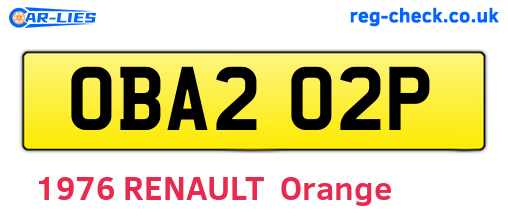 OBA202P are the vehicle registration plates.