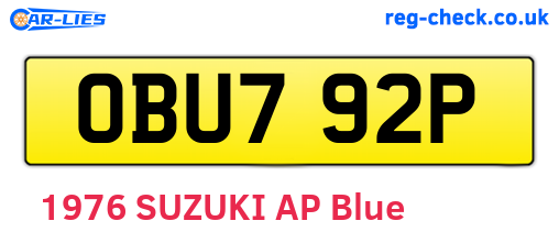 OBU792P are the vehicle registration plates.