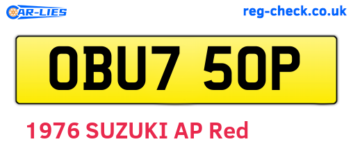 OBU750P are the vehicle registration plates.