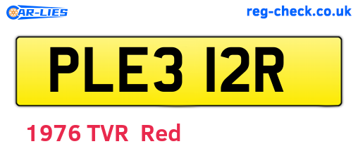 PLE312R are the vehicle registration plates.