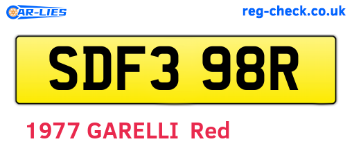 SDF398R are the vehicle registration plates.