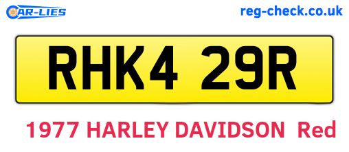 RHK429R are the vehicle registration plates.