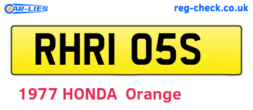 RHR105S are the vehicle registration plates.
