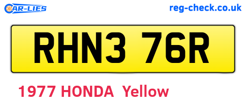 RHN376R are the vehicle registration plates.